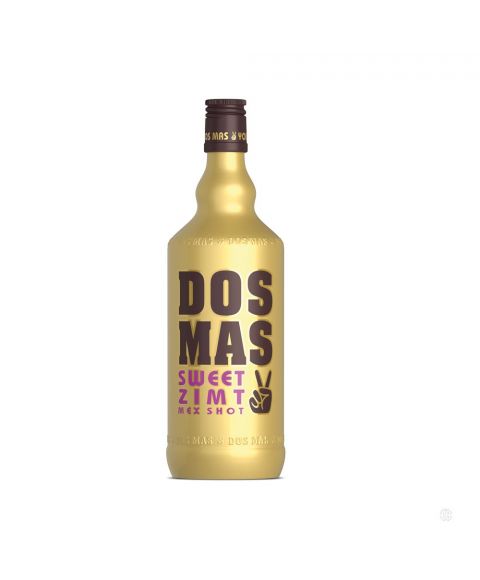 DOS MAS Mex Shot Sweet Zimt Likör abgerundet mit Tequila in einer goldenen 0,7l Flasche.