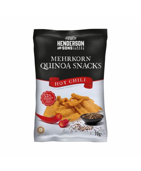 Henderson & Sons Mehrkorn Quinoa Snack Hot Chili in 70g Packung.